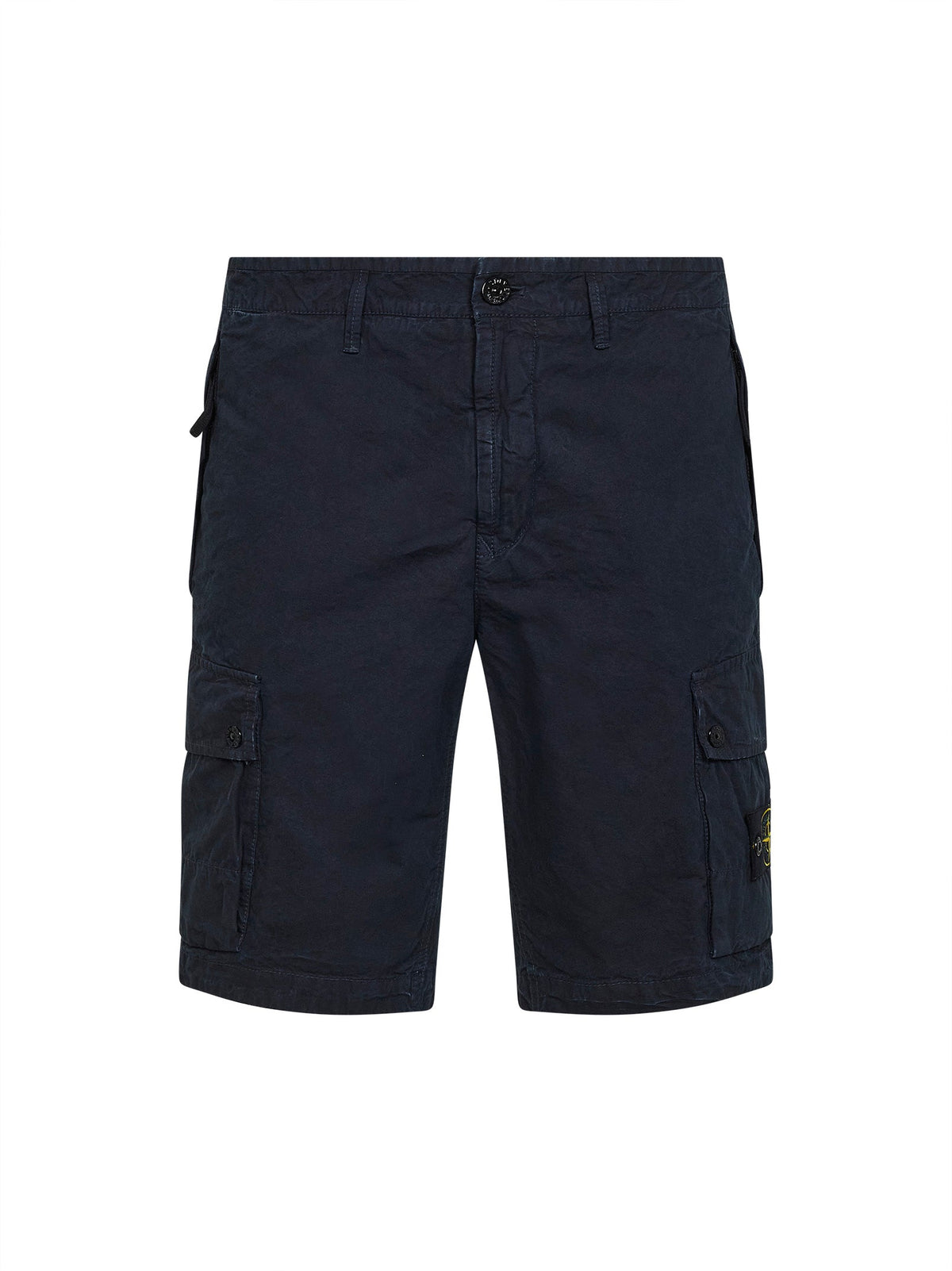 Stone Island Men Blue Organic Cotton Twill Cargo Bermuda Shorts