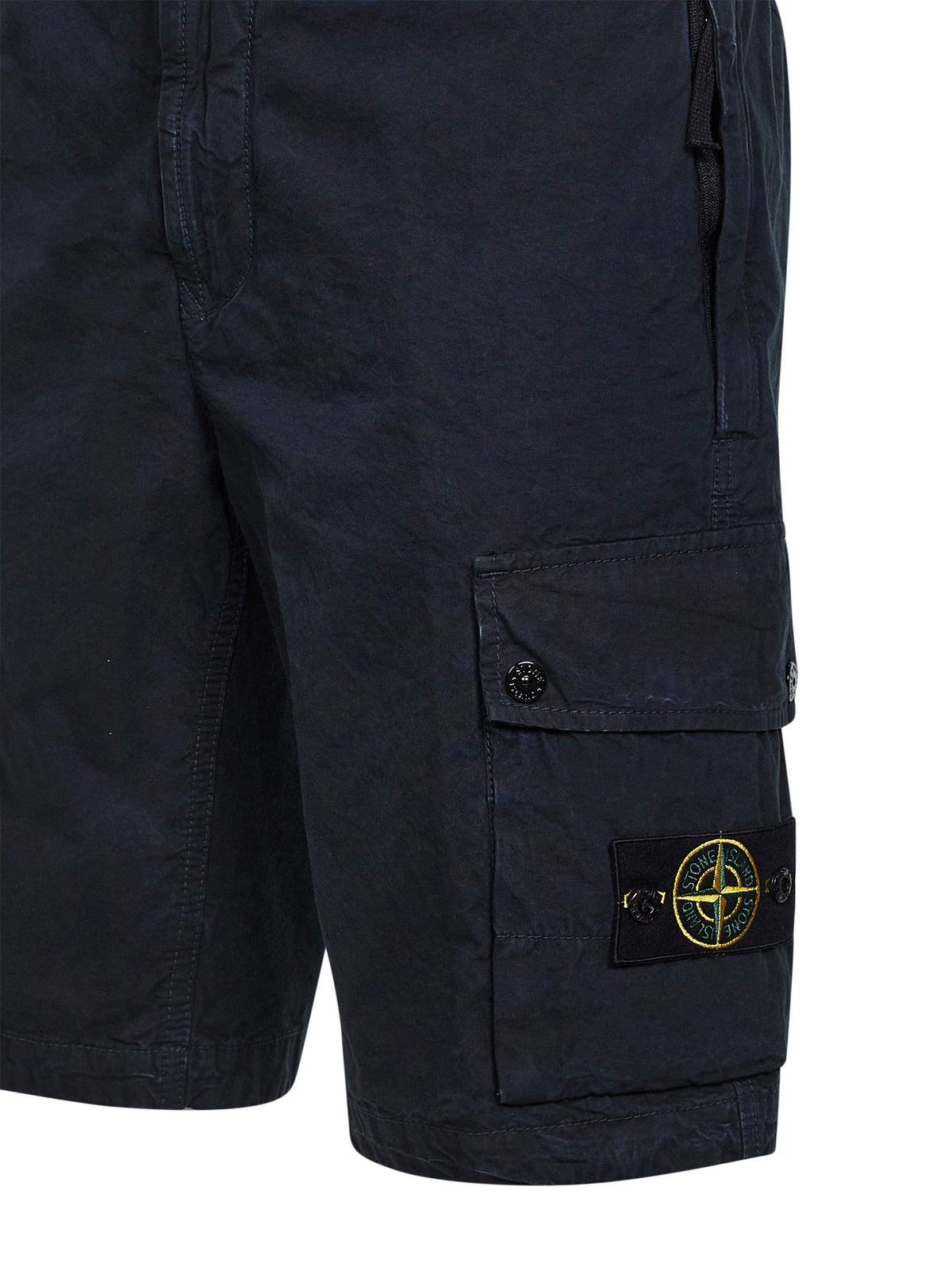 Stone Island Men Blue Organic Cotton Twill Cargo Bermuda Shorts