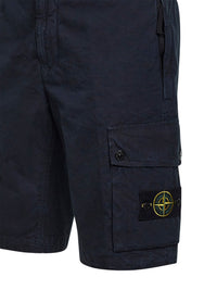Stone Island Men Blue Organic Cotton Twill Cargo Bermuda Shorts