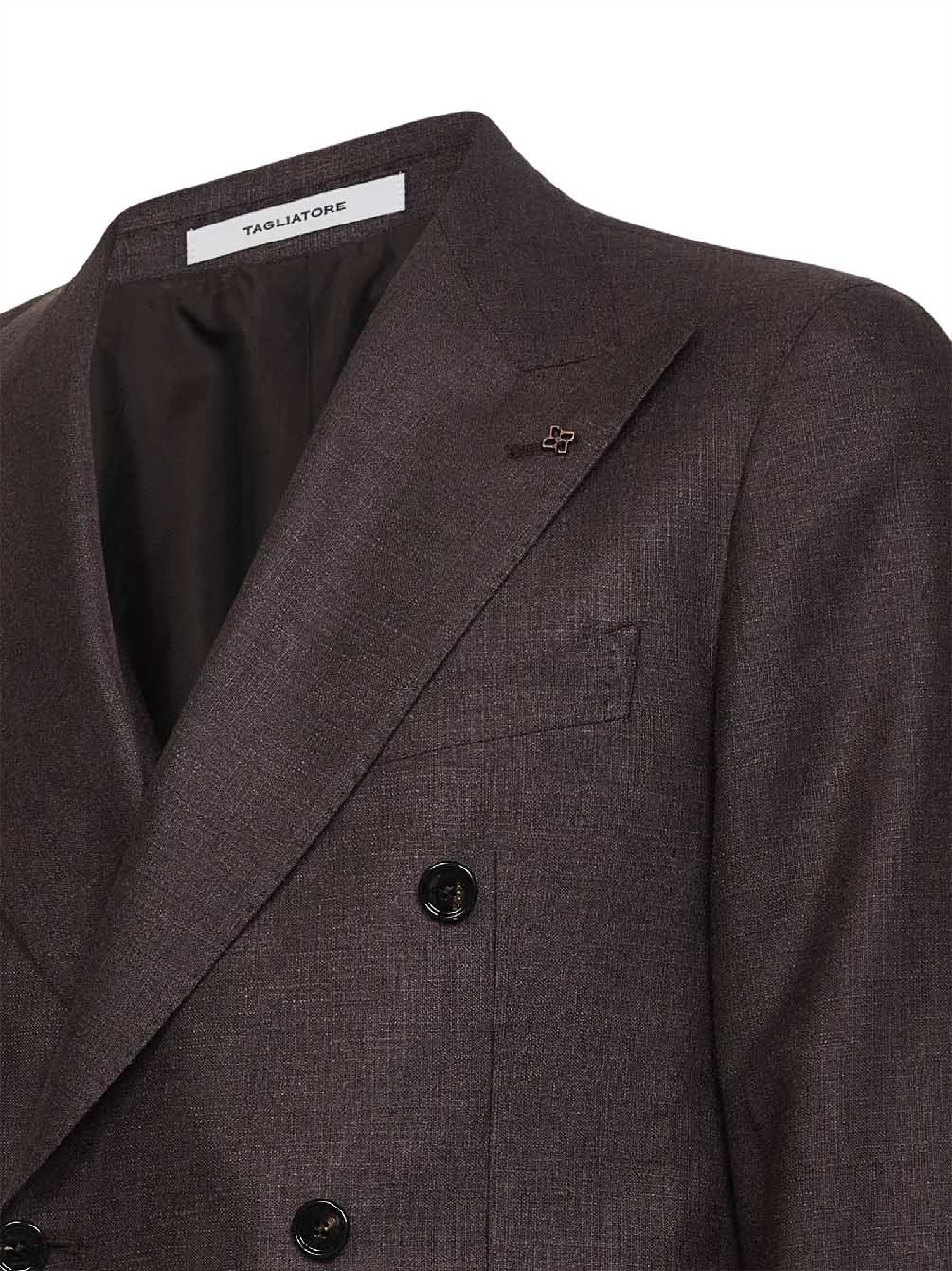 Tagliatore Men Dark Brown Silk And Wool Vesuvio Double-Breasted Blazer