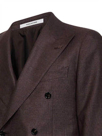 Tagliatore Men Dark Brown Silk And Wool Vesuvio Double-Breasted Blazer