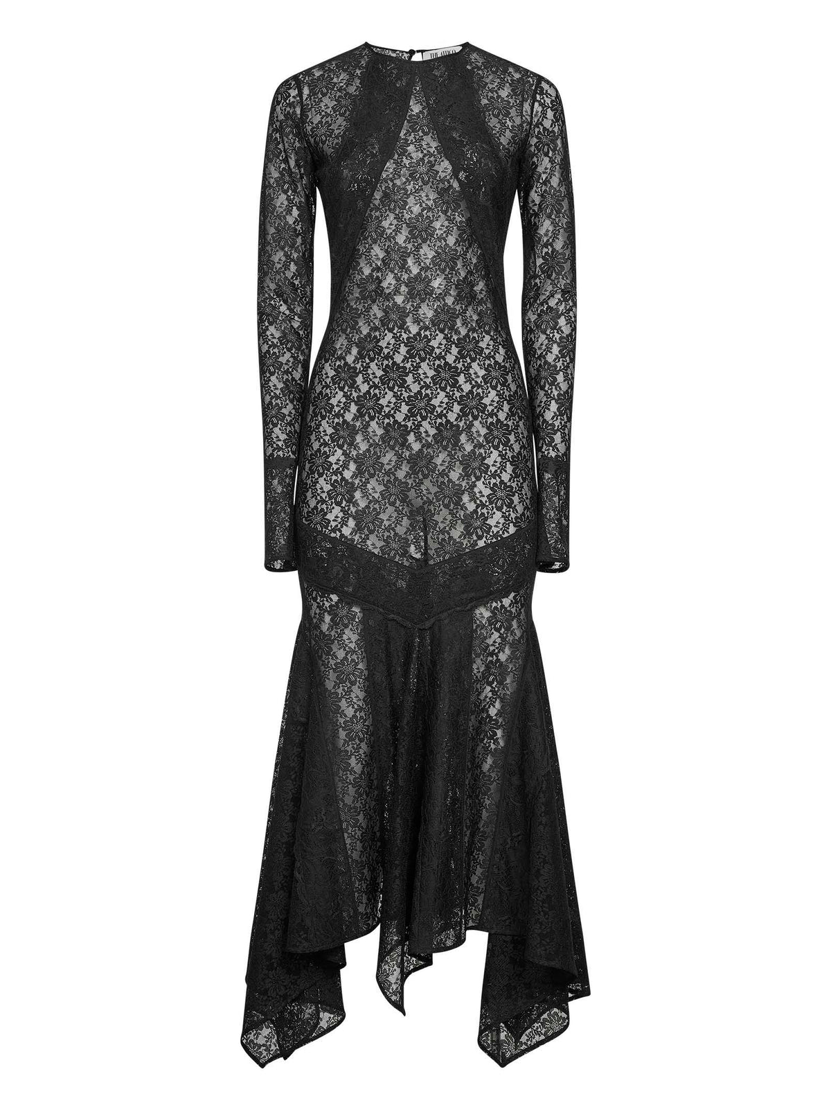 THE ATTICO The Attico Women Black Stretch Lace Asymmetric Midi Dress