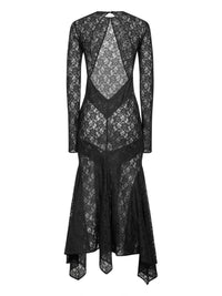 THE ATTICO The Attico Women Black Stretch Lace Asymmetric Midi Dress