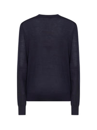 Toteme Women Midnight Blue Merino Wool And Silk Fine Knit Sweater