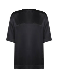 TOTEME Toteme Women Black Viscose Satin Crewneck T-Shirt