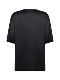 TOTEME Toteme Women Black Viscose Satin Crewneck T-Shirt
