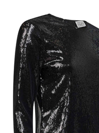 Toteme Women Black Sequin Long-Sleeved Top