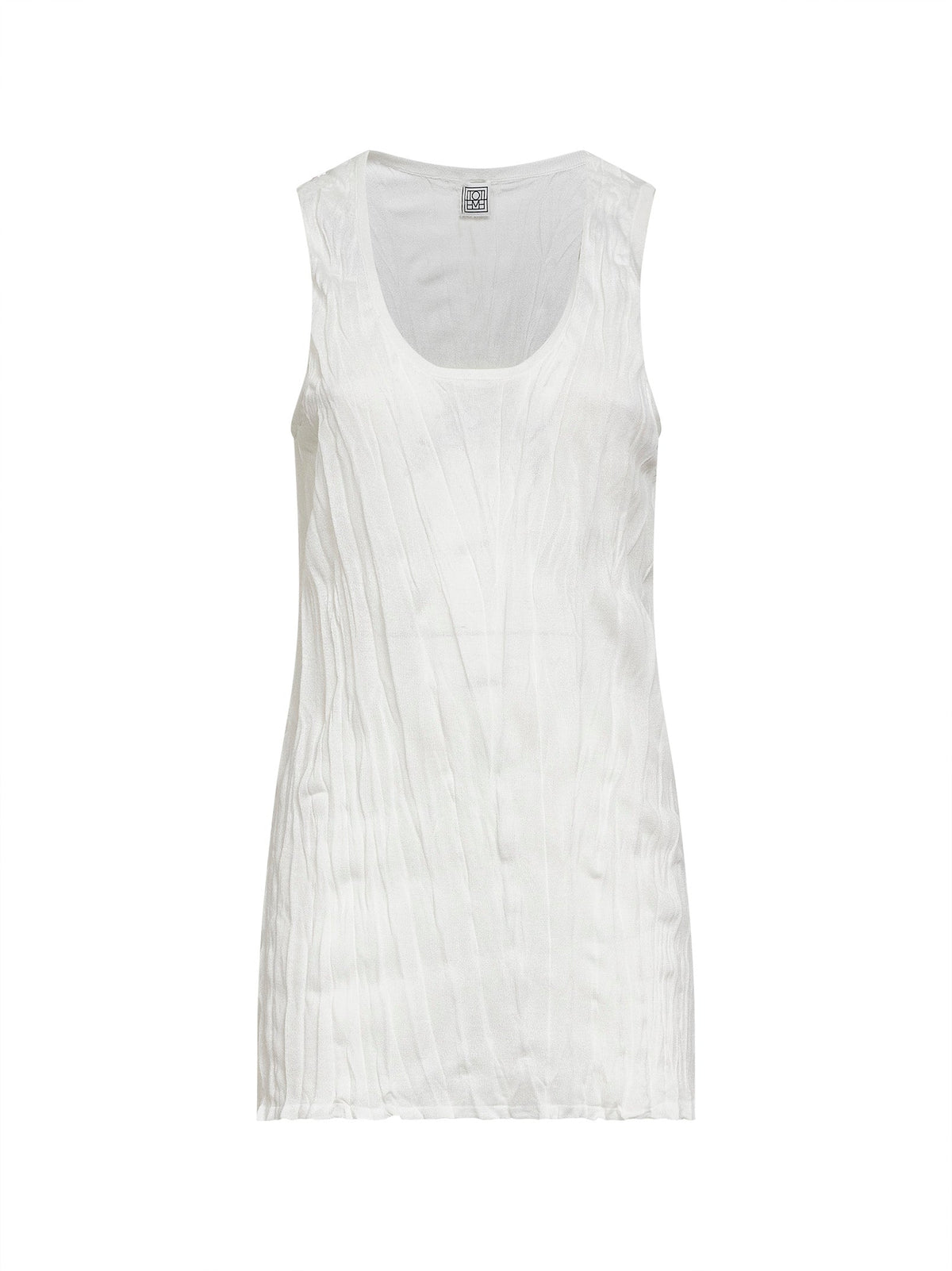 TOTEME Toteme Women White Crinkled Viscose Blend Knit Tank Top