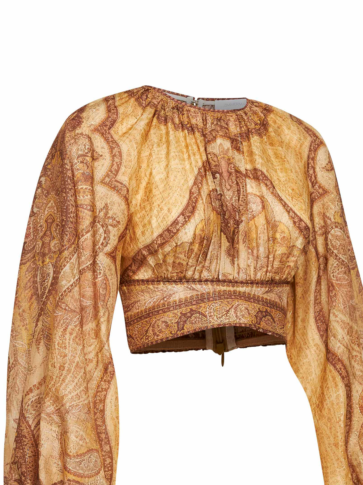 ZIMMERMANN Zimmermann Women Tapestry-Print Mustard Cotton-Silk Blend Wanderlust Bodice