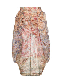 ZIMMERMANN Zimmermann Women Spliced Floral Silk-Linen Blend Rebellion Midi Skirt