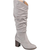Aneil Womens Faux Suede Knee-High Boots 10 Wide Grey