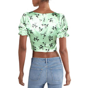 Mona Womens Printed Ruched Top