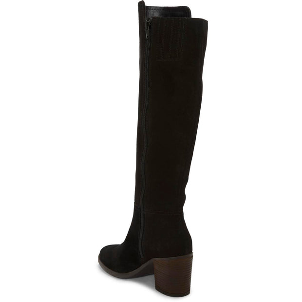 BONNAY Womens Leather Stacked Heel Knee-High Boots