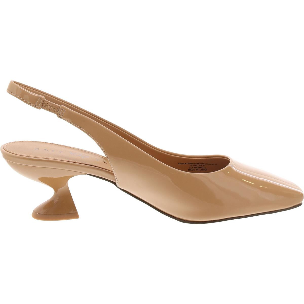 The Laterr Sling Back Womens Patent Square Toe Slingback Heels
