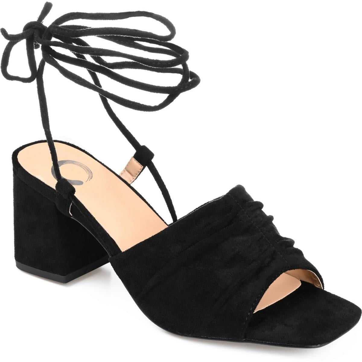 Felisity Womens Faux Suede Square Toe Lace-Up Heels