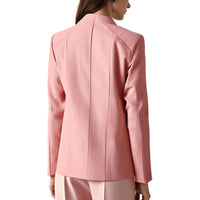 Womens Textured Manmade One-Button Blazer