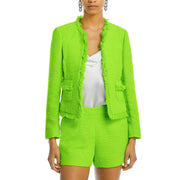Angelina Womens Tweed Cropped Open-Front Blazer