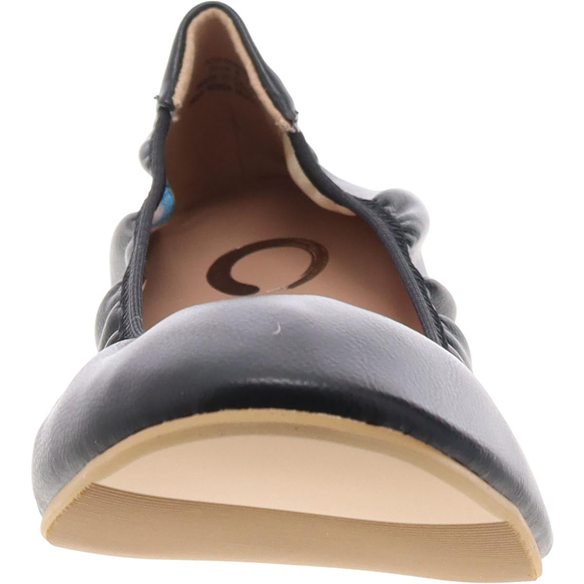 Womens Faux Leather Stretch Ballet Flats