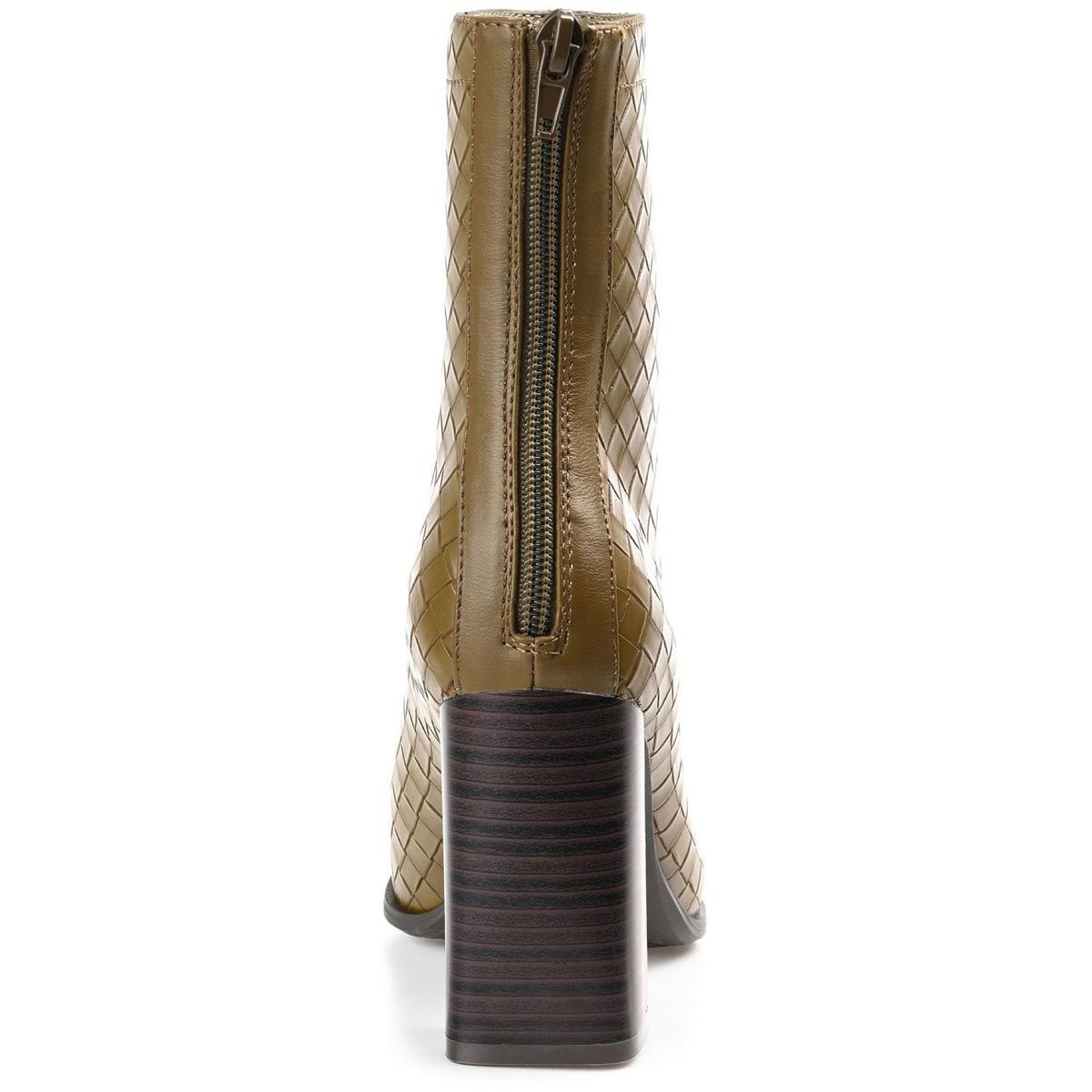 Brielle Womens Faux Leather Stacked Heel Mid-Calf Boots