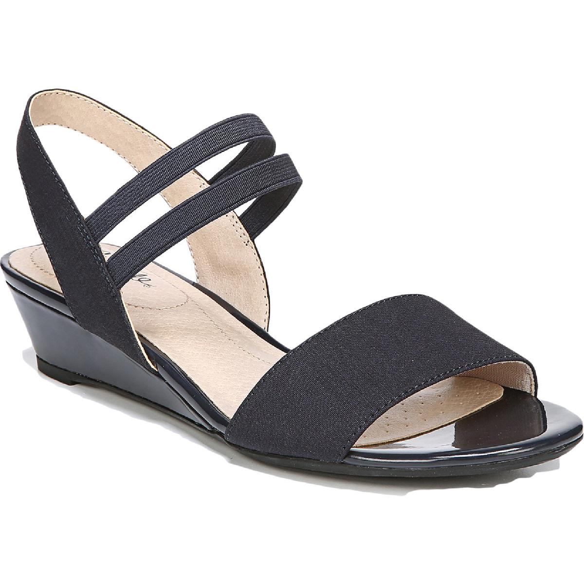 Yolo Womens Strapp Ankle Strap Wedge Sandals Navy