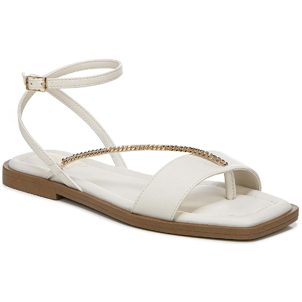 Mela Womens Faux Leather Ankle Strap Thong Sandals