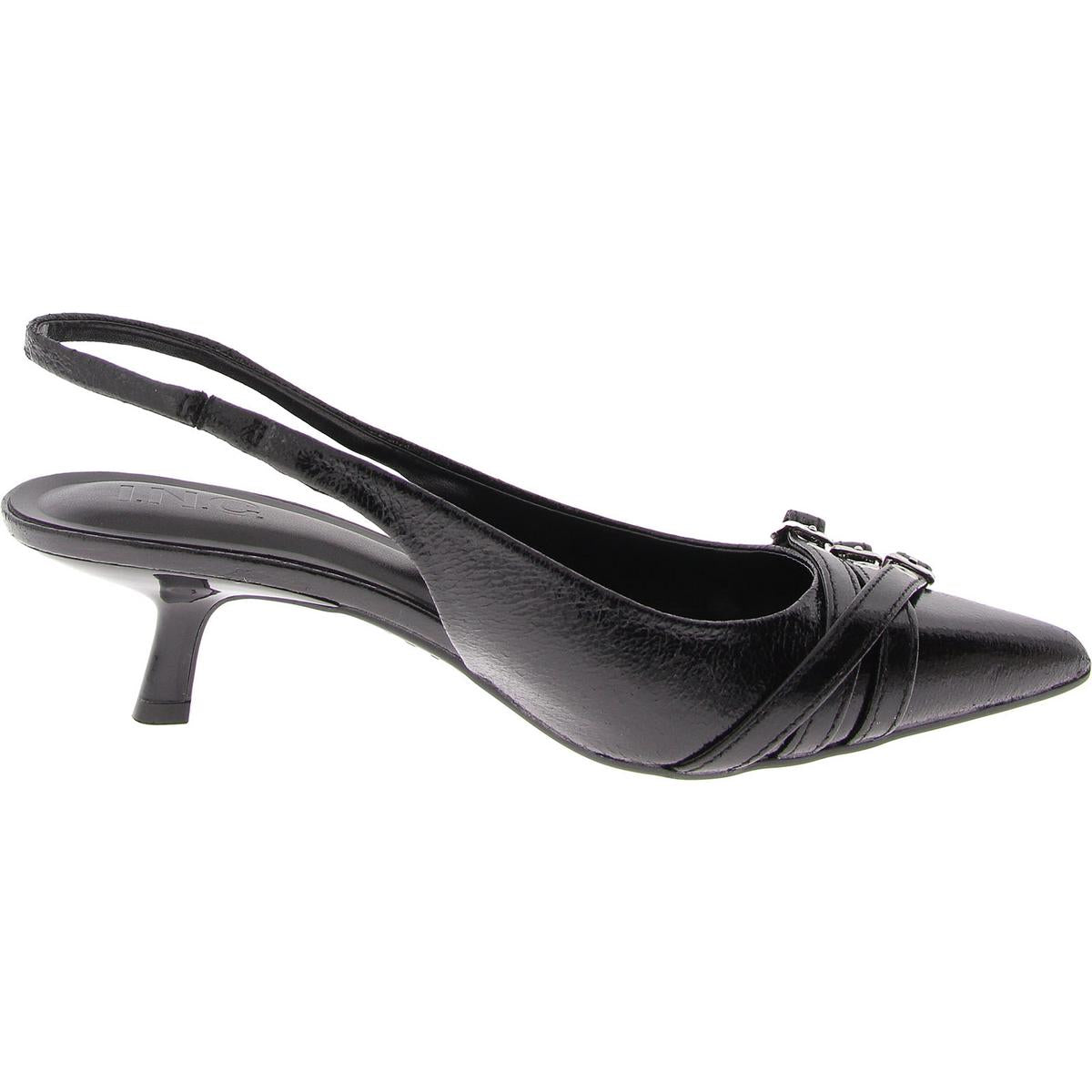 Capeka Womens Faux Leather Pointed Toe Slingback Heels