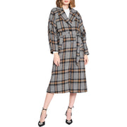 Womens Checkered Cold Weather Trench Coat
