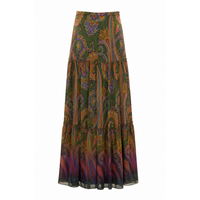 Etro Women Paisley Piazzata Print Silk Long Skirt