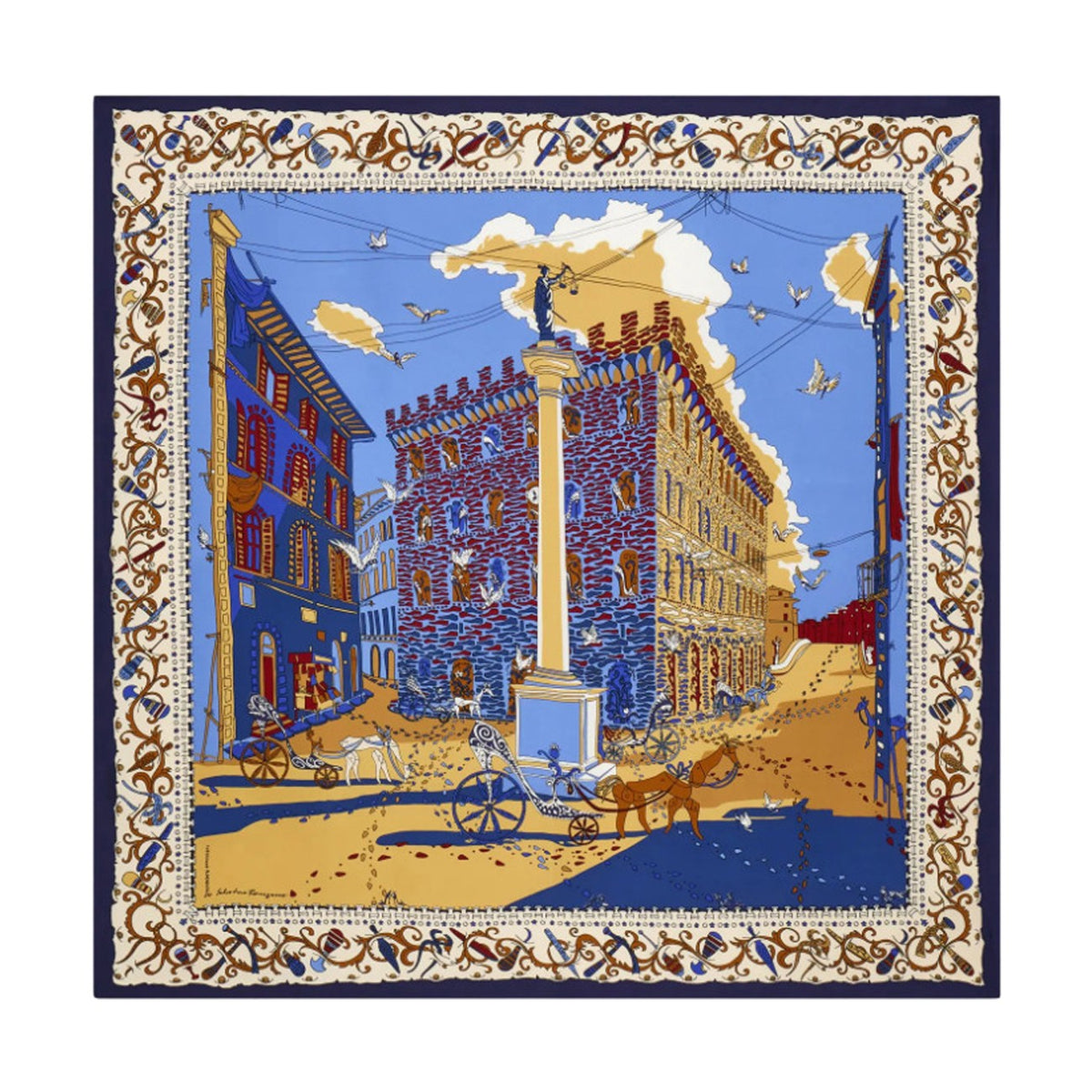 Ferragamo Ferragamo Women Palazzo Spini Feroni Print Silk Foulard
