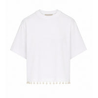 Sportmax Sportmax Women Palmas Crop T-Shirt With Embroidered Pearls