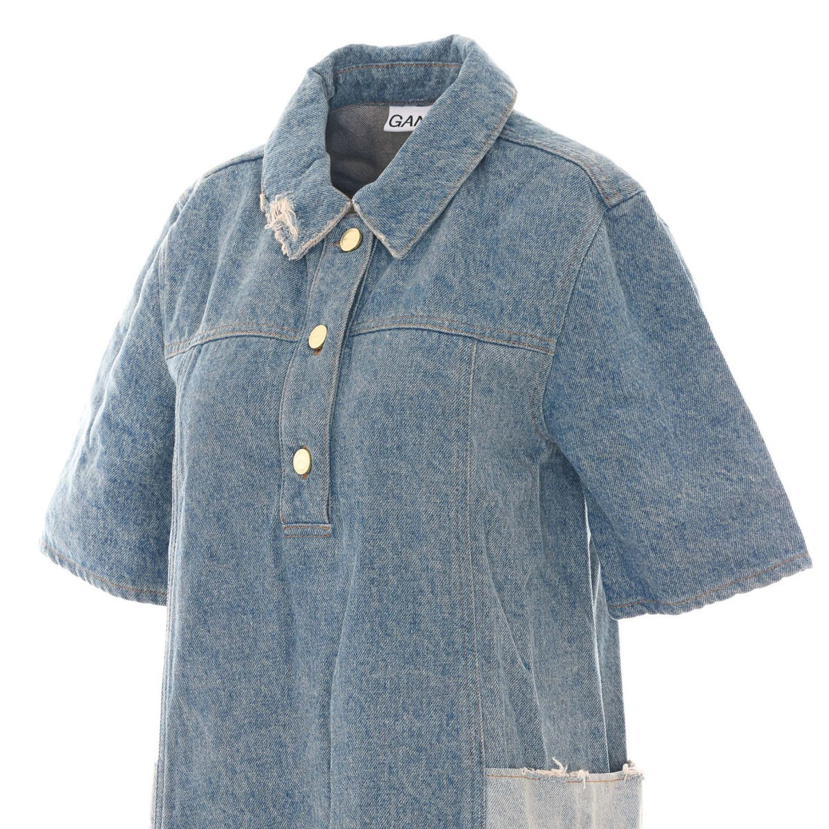 Ganni Women Patchwork Denim Dress