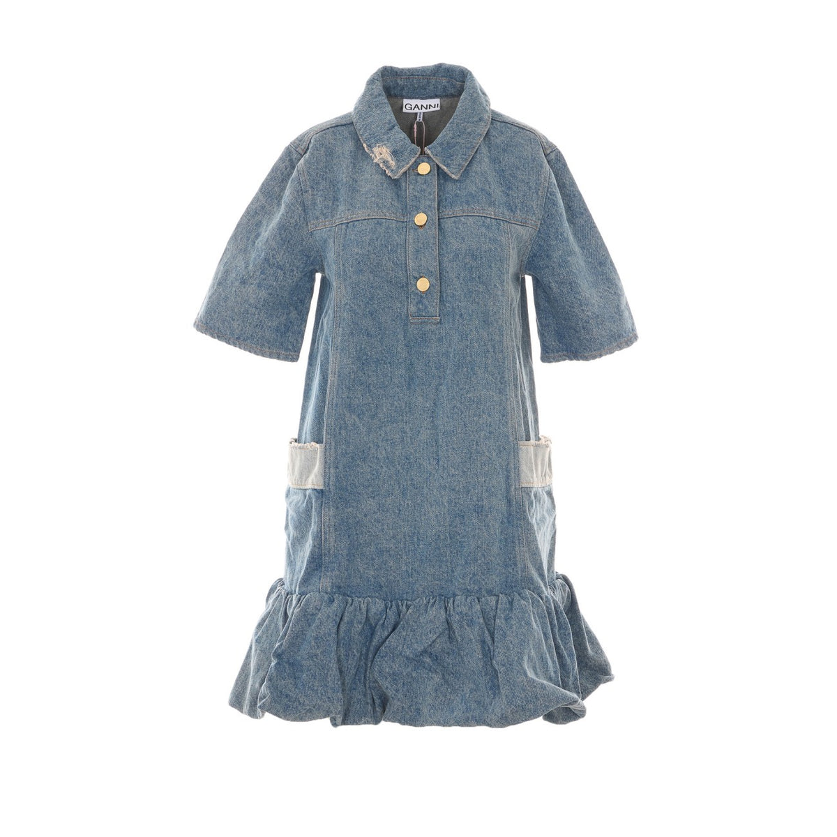 Ganni Women Patchwork Denim Dress