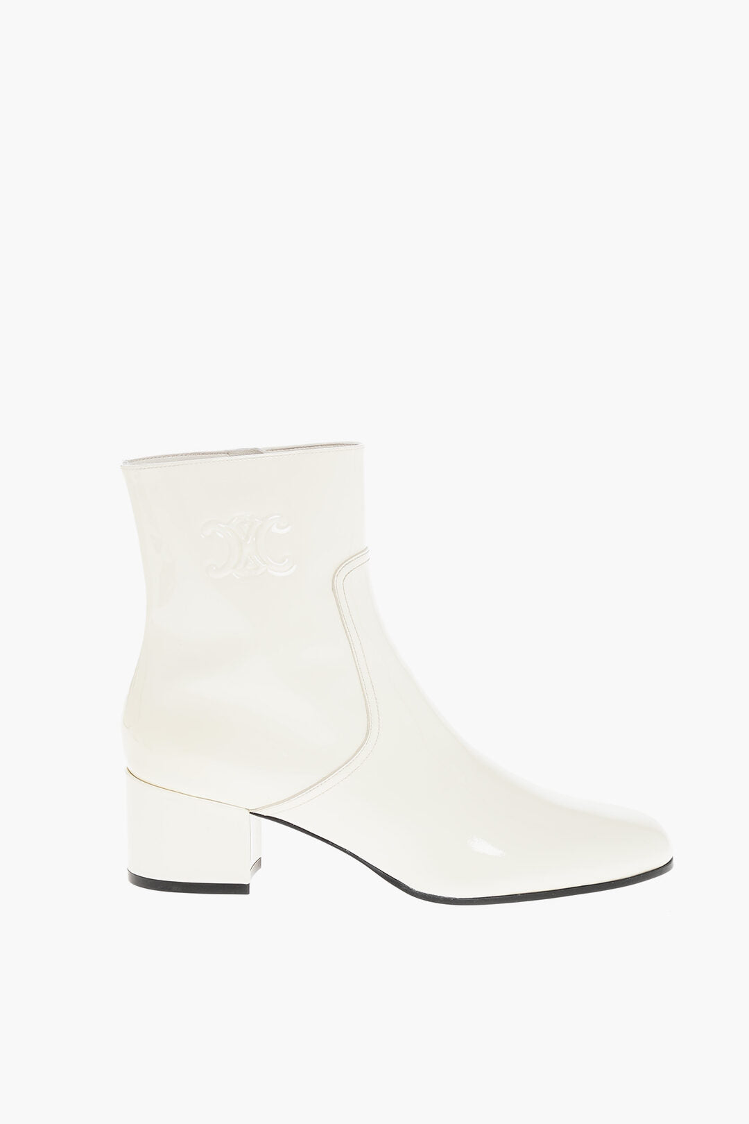 Celine Patent Leather Ankle Boots TRIOMPHE With Embossed Logo 5cm