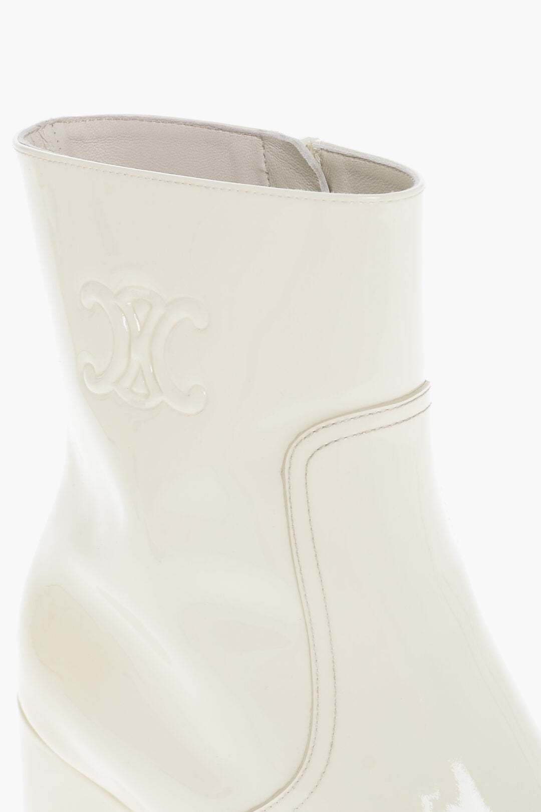 Celine Patent Leather Ankle Boots TRIOMPHE With Embossed Logo 5cm