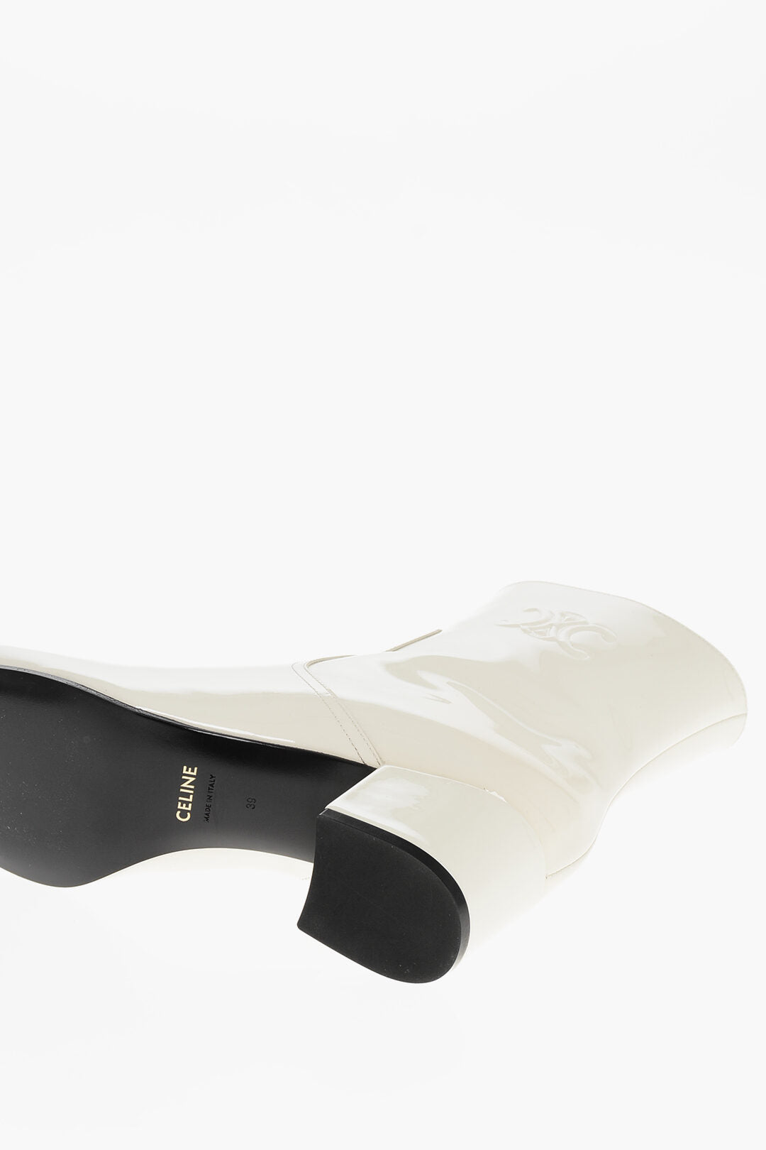 Celine Patent Leather Ankle Boots TRIOMPHE With Embossed Logo 5cm