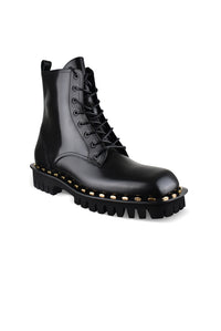 Balmain Balmain Men Patent Leather Ankle Boots With Studs