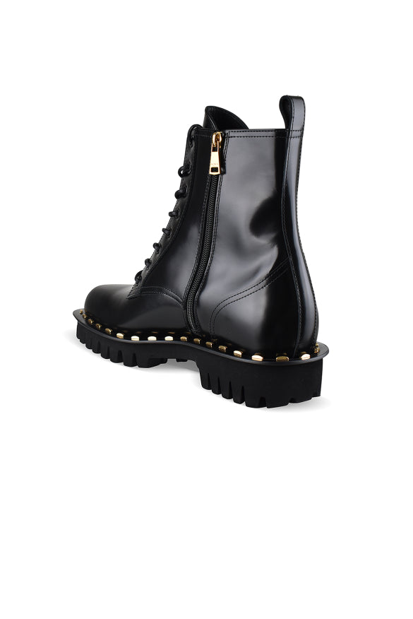 Balmain Balmain Men Patent Leather Ankle Boots With Studs