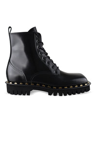 Balmain Balmain Men Patent Leather Ankle Boots With Studs