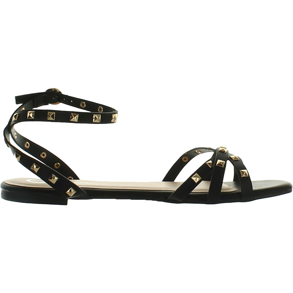 Zendaya Womens Faux Leather Studded Slingback Sandals