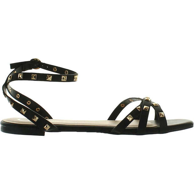 Zendaya Womens Faux Leather Studded Slingback Sandals