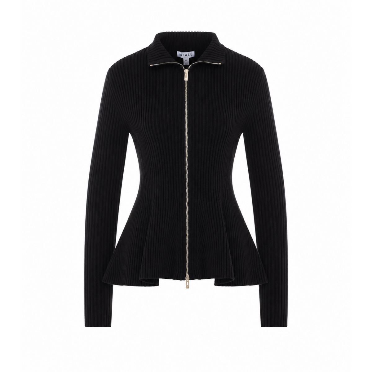 Alaia Women Peplum Cardigan With Enginereed Ribs