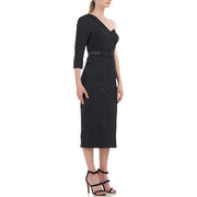 Womens One Shoulder Midi Cocktail and Party Dress