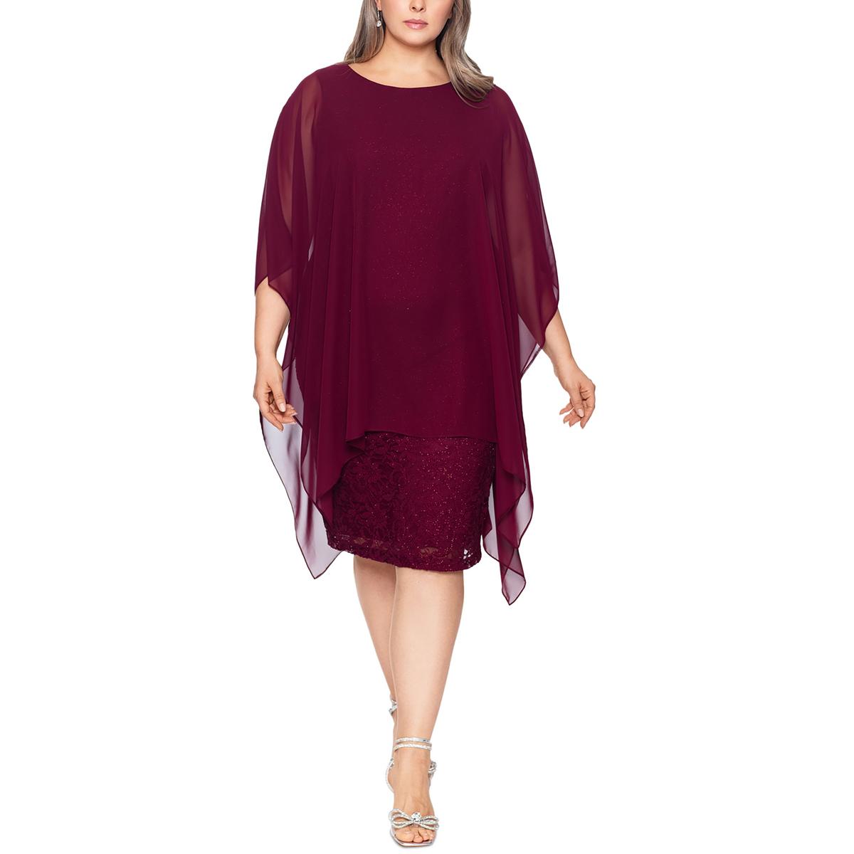 Plus Womens Lace Overlay Lace Shift Dress