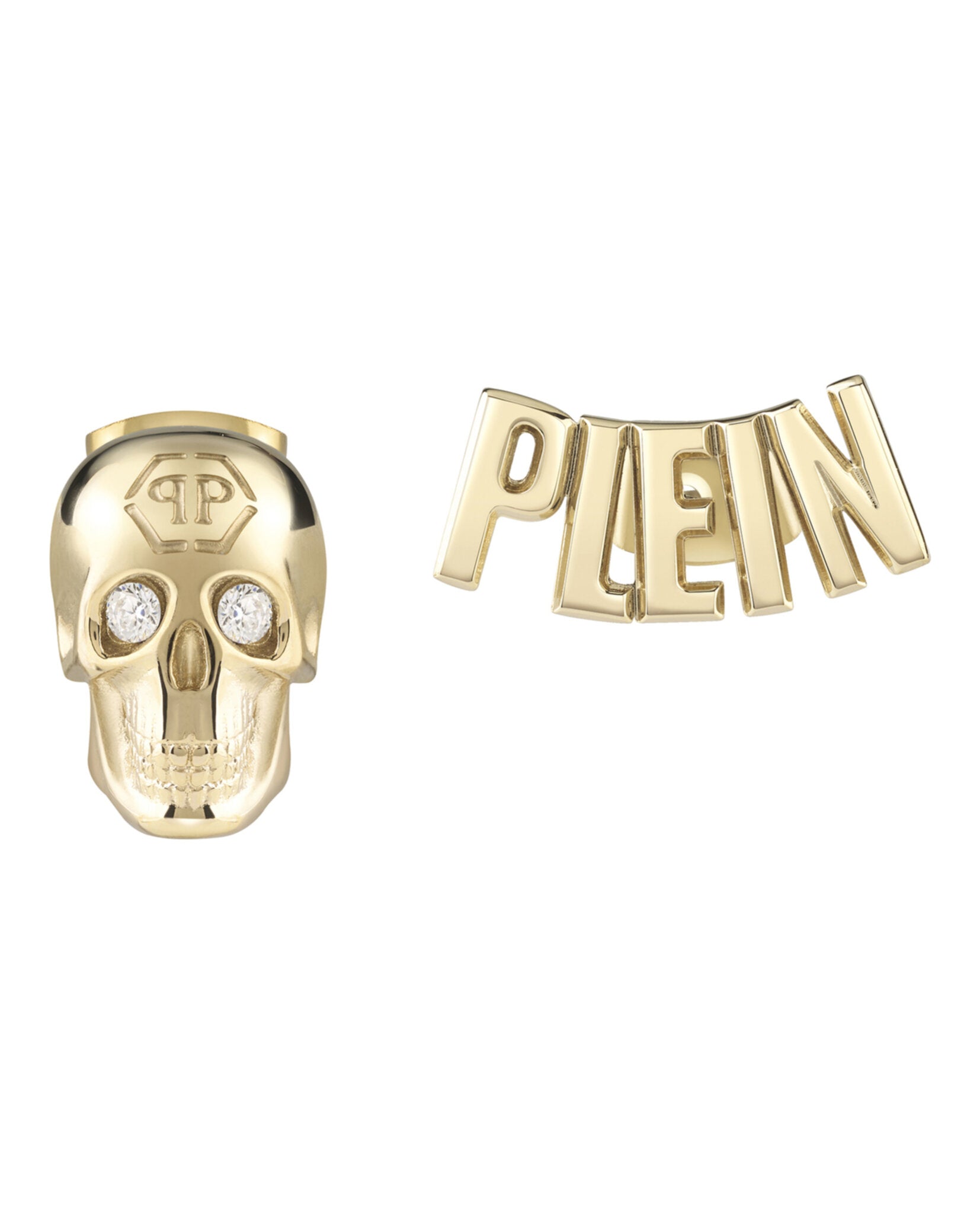 Philipp Plein Womens Lettering Crystal Stud Earrings