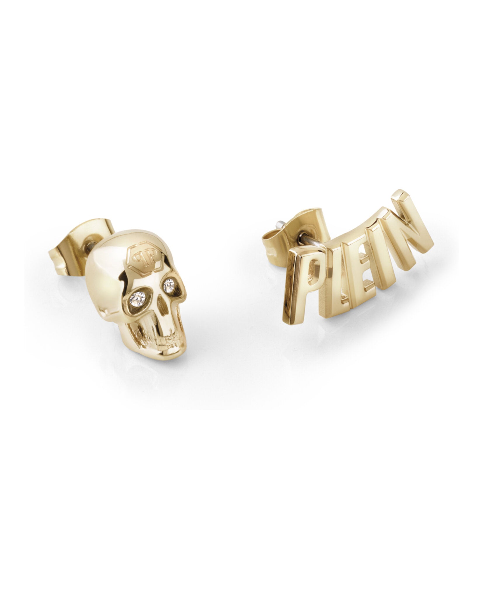 Philipp Plein Womens Lettering Crystal Stud Earrings