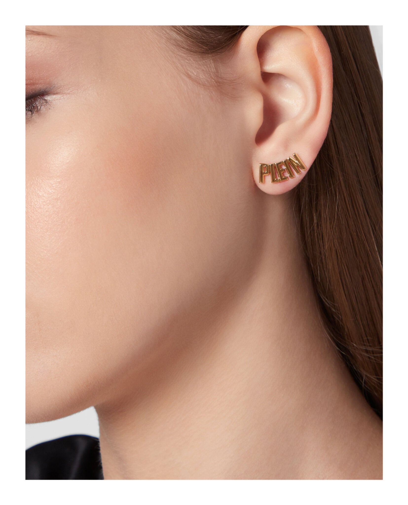 Philipp Plein Womens Lettering Crystal Stud Earrings