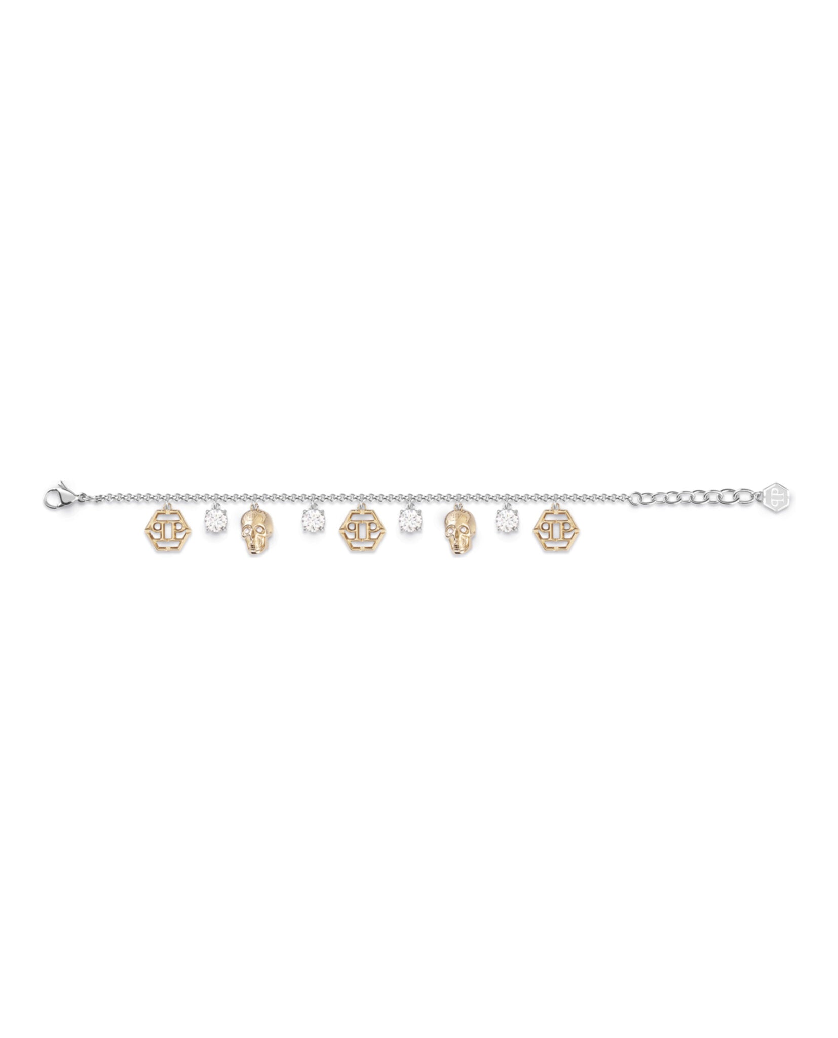 Philipp Plein Womens 3D $kull Crystal Cable Chain Bracelet