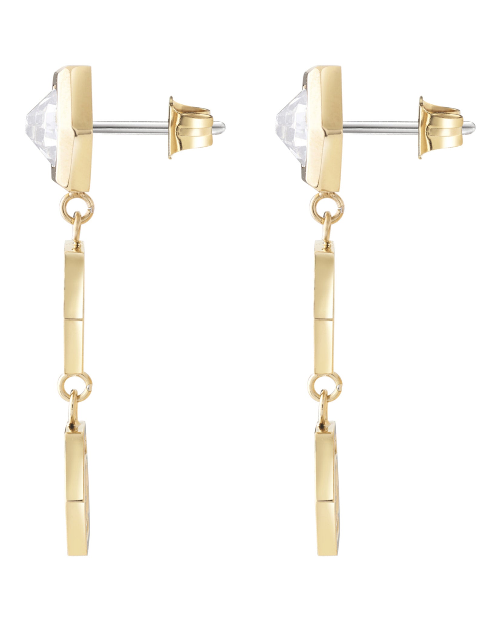 Philipp Plein Womens Hexagon Lux Crystal Dangle Earrings