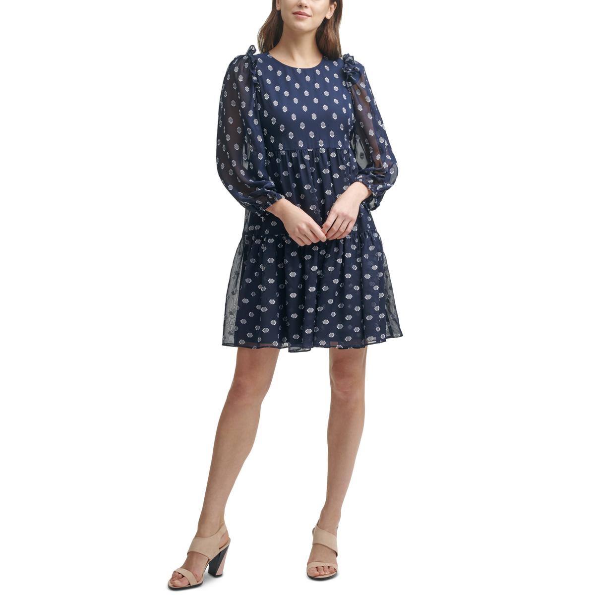 Womens Metallic Mini Shift Dress