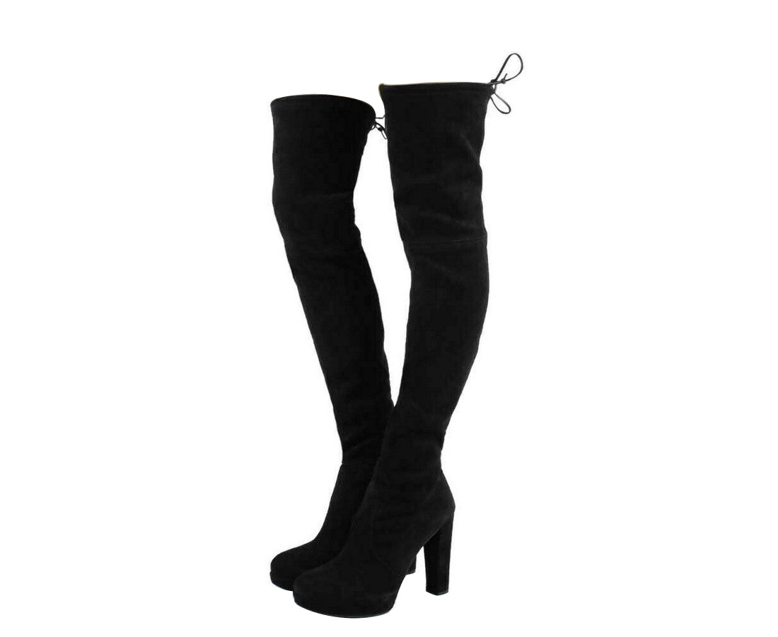 Stuart Weitzman Women's Plathighland Black Suede Over-the-knee Boot